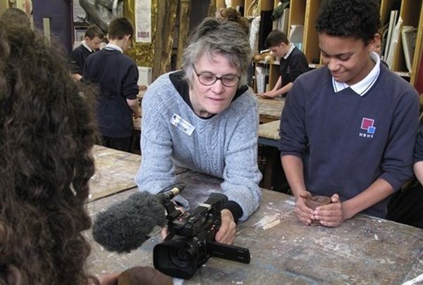 Students at Haydon Bridge High School creating artwork inspired by Hadrian's Wall