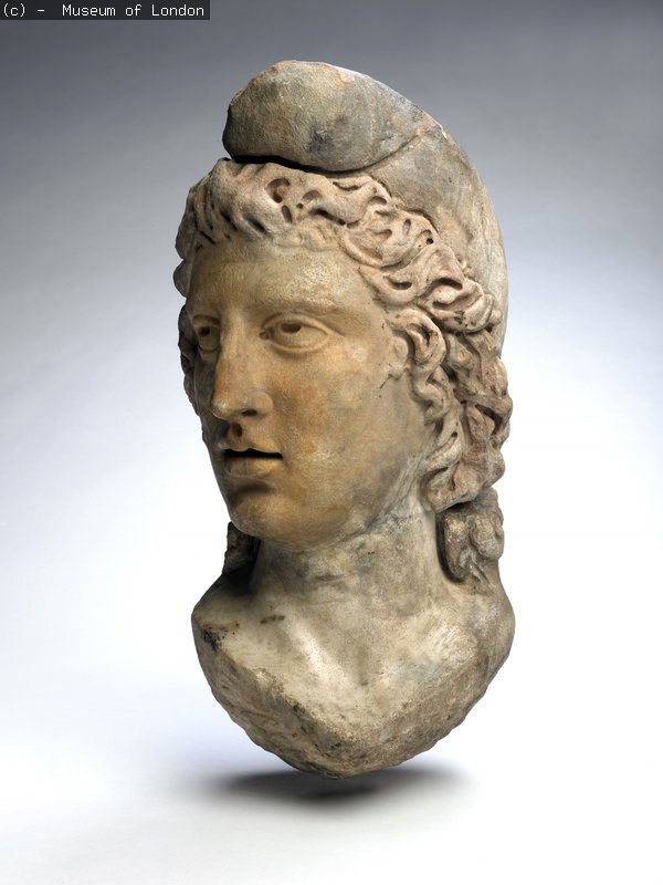 A statue head of the god Mithras